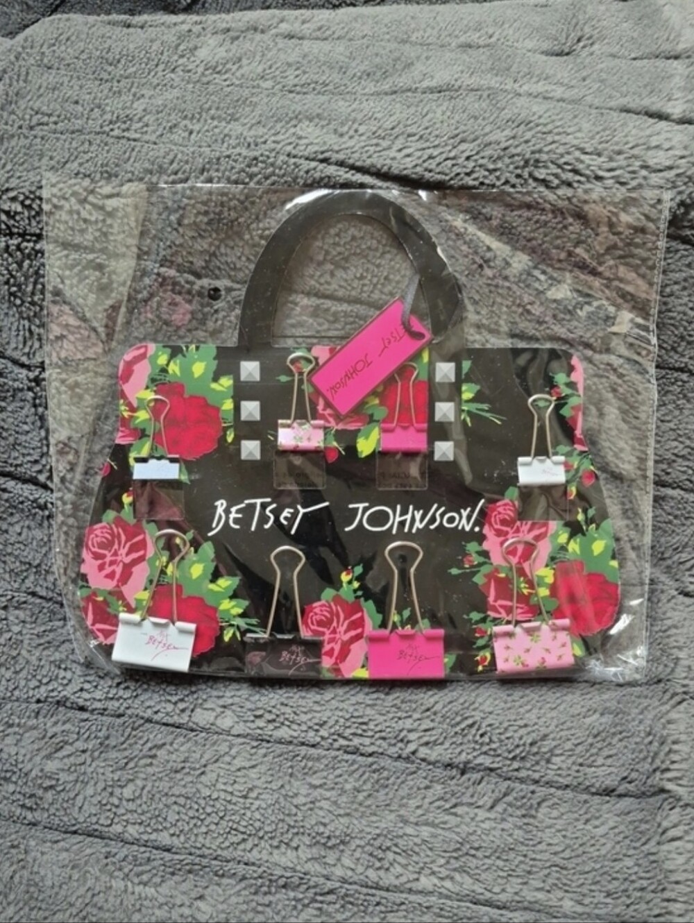 Betsey Johnson Floral Binder Clips, New In Packaging